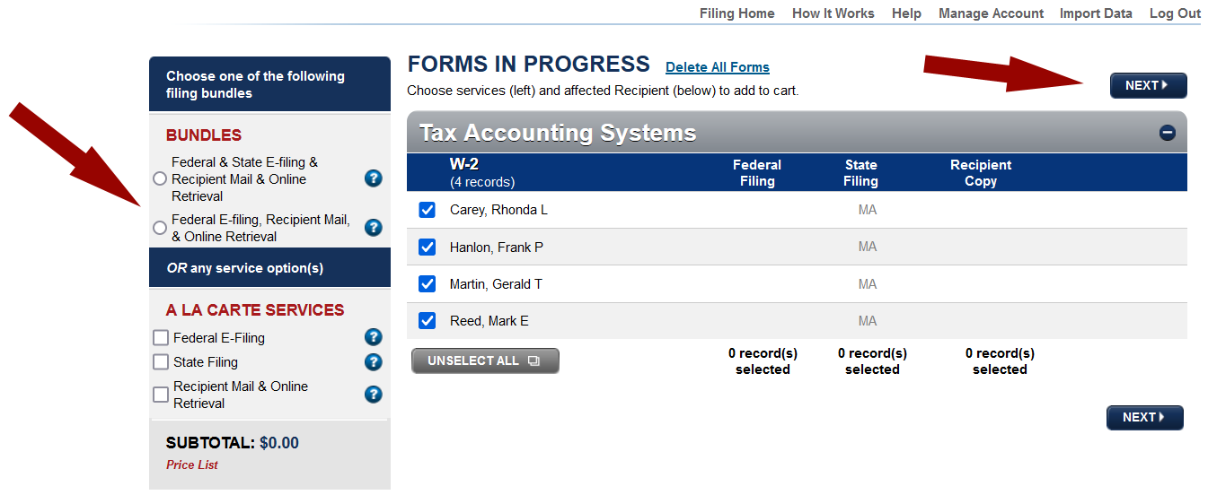 Additional Service Pricing